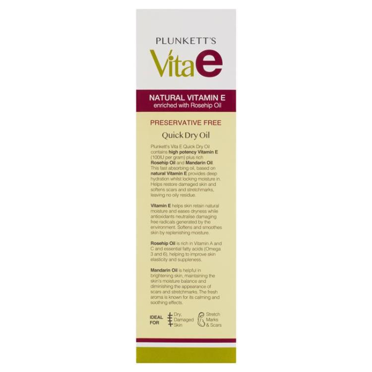 Plunketts Vita E Natural Vitamin E Quick Dry Oil 125ml