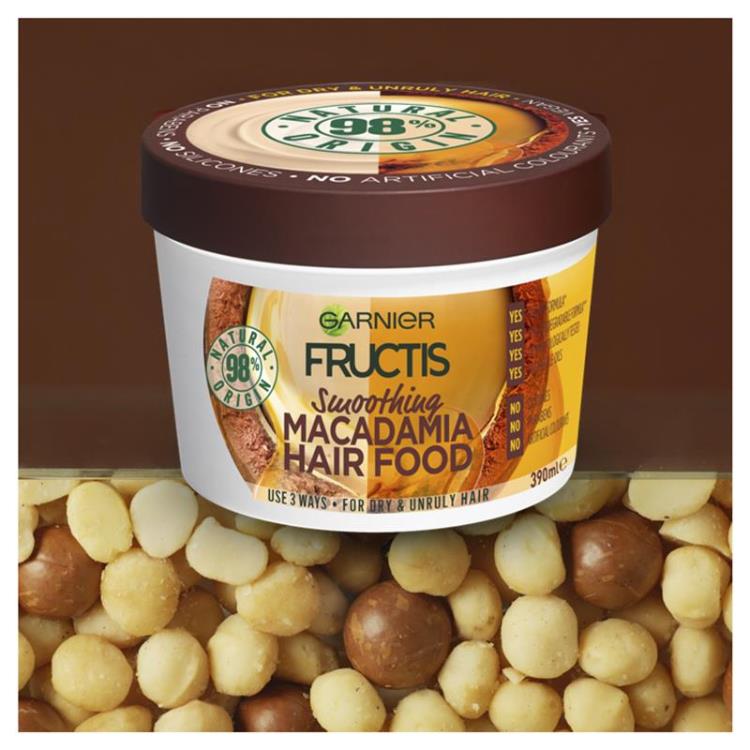 Garnier Fructis Hair Food Smoothing Macadamia 3-in-1 Mask Treatment for Dry &amp; Unruly Hair 390ml